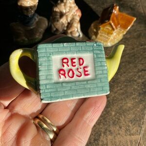 Vintage Ceramic Red Rose Teapot & other Figurines from Red Rose Tea